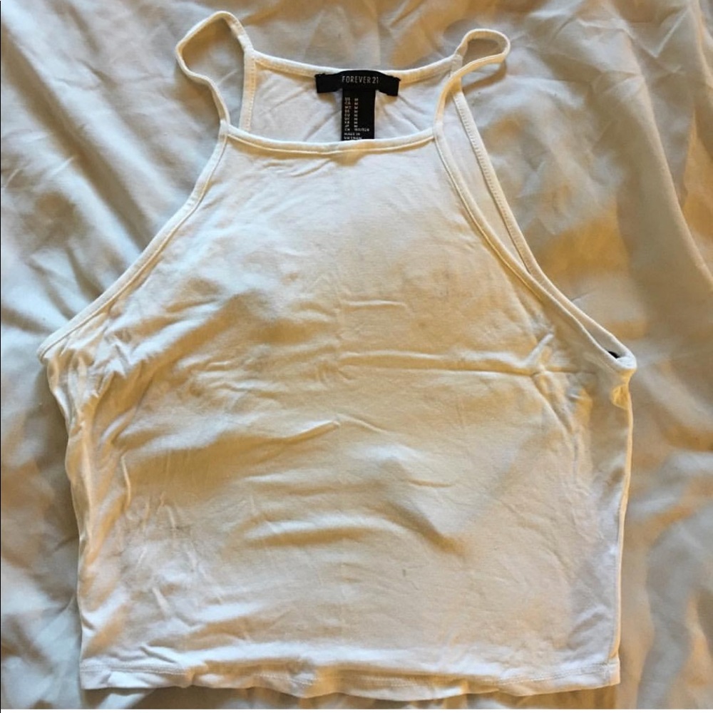 F21 white halter crop top